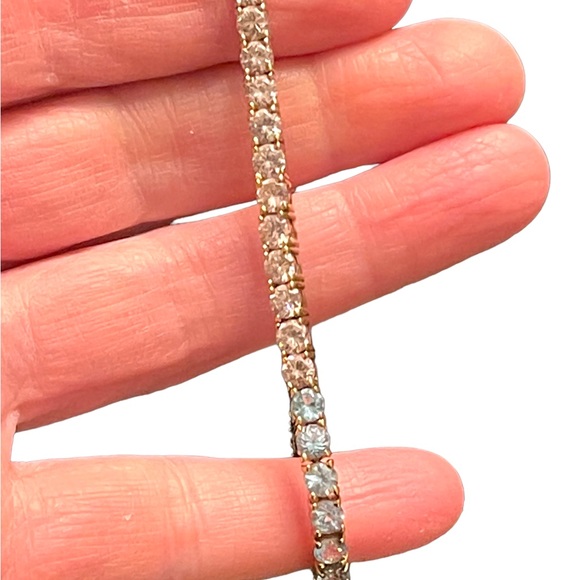 Lovely multi color crystal Simulated stone gold plt Sterling silver bracelet - Picture 2 of 8